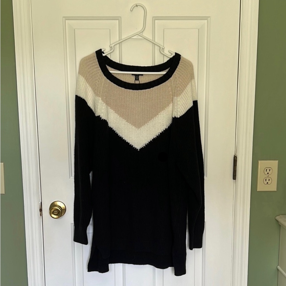 Express Black and Cream Women's Sweater
